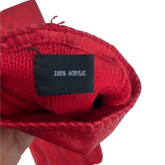 Woman's Grandoe soft Leather Gloves size 7 knit lined Red - Picture 11 of 12